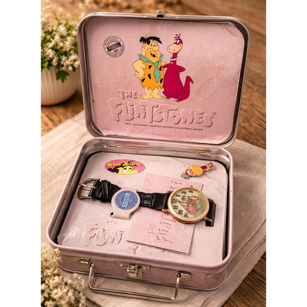 Fossil The Flintstones Fred and Dino limited edition watch Hanna Barbera w/ tin